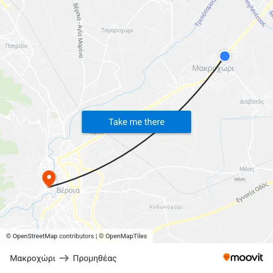 Μακροχώρι to Προμηθέας map