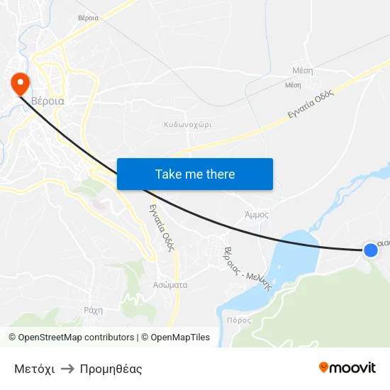 Μετόχι to Προμηθέας map