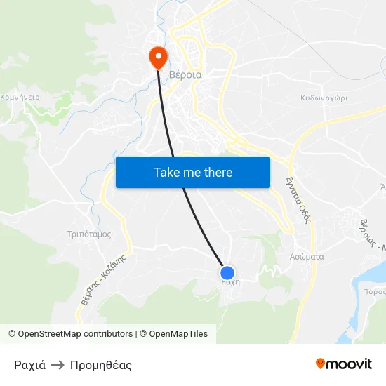 Ραχιά to Προμηθέας map