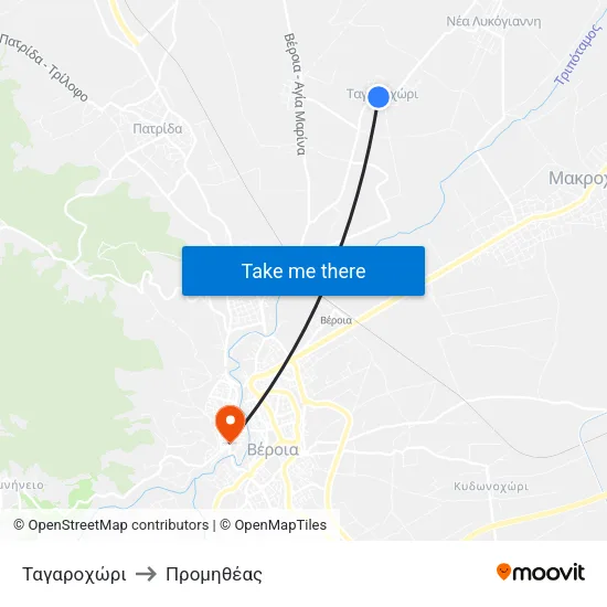 Ταγαροχώρι to Προμηθέας map