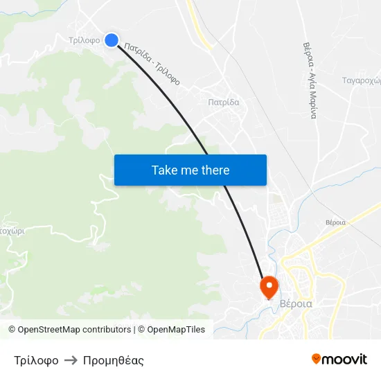Τρίλοφο to Προμηθέας map
