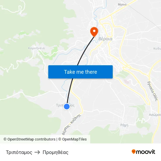 Τριπόταμος to Προμηθέας map
