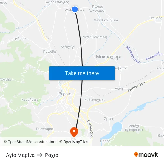 Αγία Μαρίνα to Ραχιά map