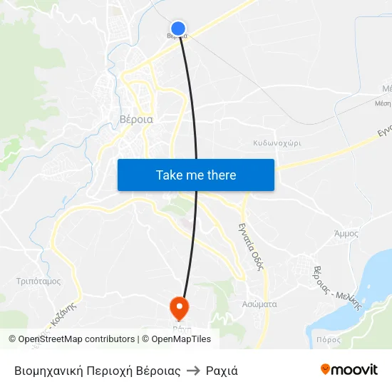 Βιομηχανική Περιοχή Βέροιας to Ραχιά map