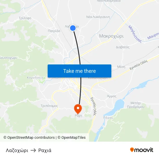 Λαζοχώρι to Ραχιά map