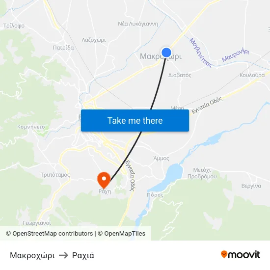 Μακροχώρι to Ραχιά map