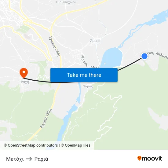 Μετόχι to Ραχιά map