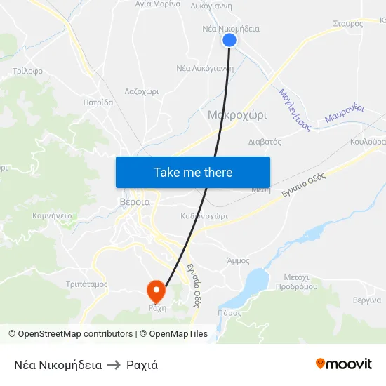 Νέα Νικομήδεια to Ραχιά map