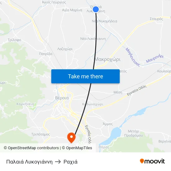 Παλαιά Λυκογιάννη to Ραχιά map