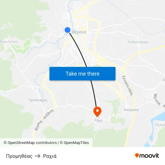 Προμηθέας to Ραχιά map