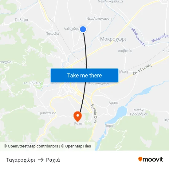 Ταγαροχώρι to Ραχιά map