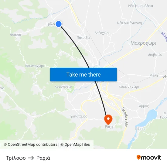 Τρίλοφο to Ραχιά map