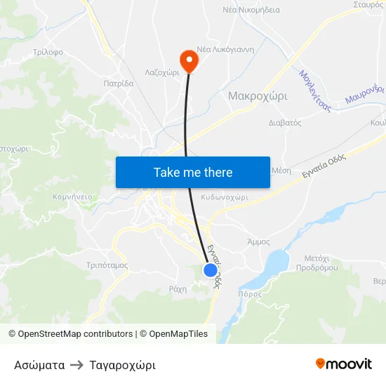 Ασώματα to Ταγαροχώρι map