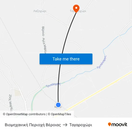 Βιομηχανική Περιοχή Βέροιας to Ταγαροχώρι map