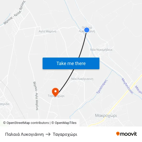 Παλαιά Λυκογιάννη to Ταγαροχώρι map