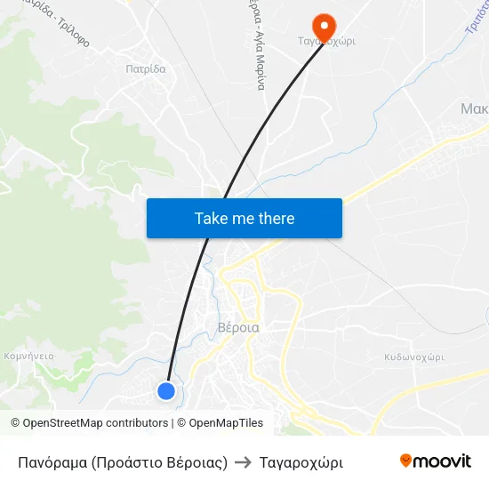 Πανόραμα (Προάστιο Βέροιας) to Ταγαροχώρι map