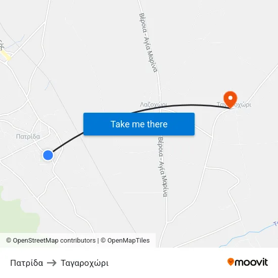 Πατρίδα to Ταγαροχώρι map