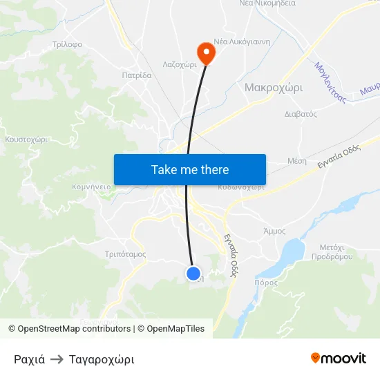 Ραχιά to Ταγαροχώρι map