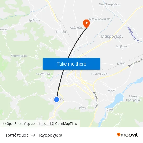 Τριπόταμος to Ταγαροχώρι map