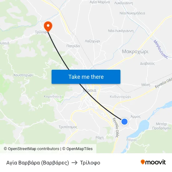 Αγία Βαρβάρα (Βαρβάρες) to Τρίλοφο map