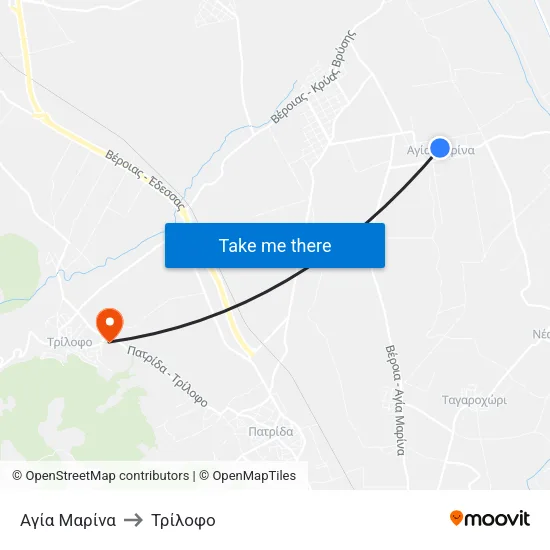 Αγία Μαρίνα to Τρίλοφο map