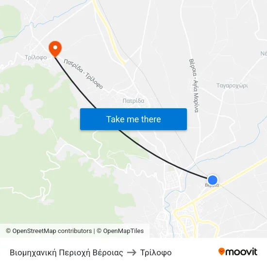 Βιομηχανική Περιοχή Βέροιας to Τρίλοφο map
