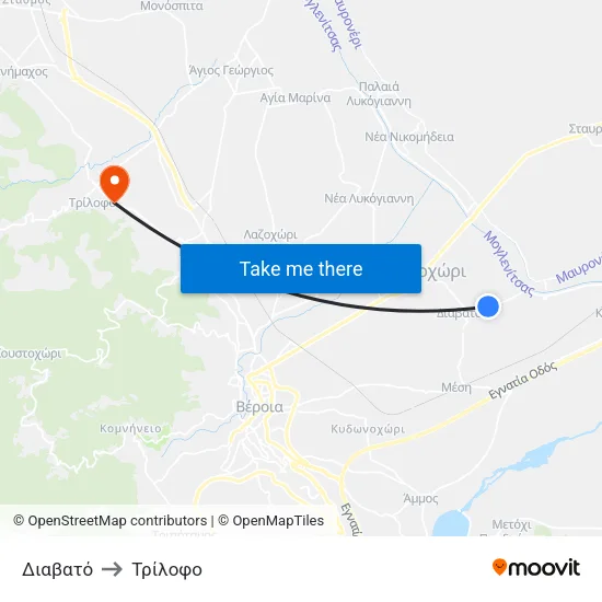 Διαβατό to Τρίλοφο map