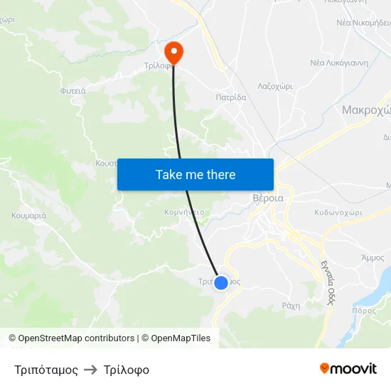 Τριπόταμος to Τρίλοφο map