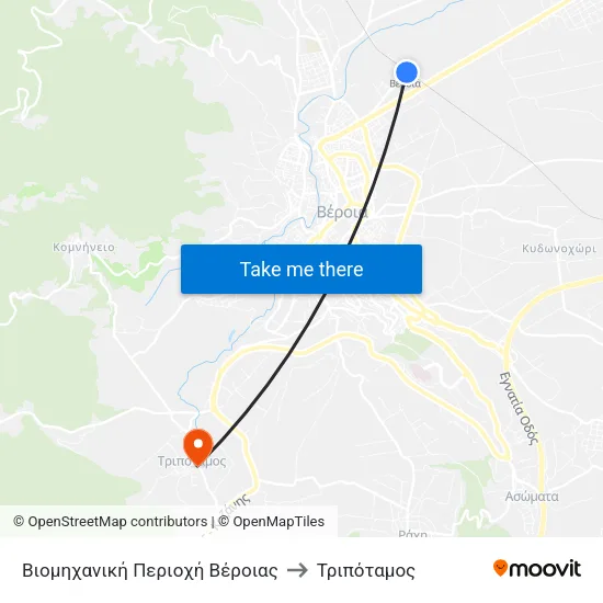 Βιομηχανική Περιοχή Βέροιας to Τριπόταμος map