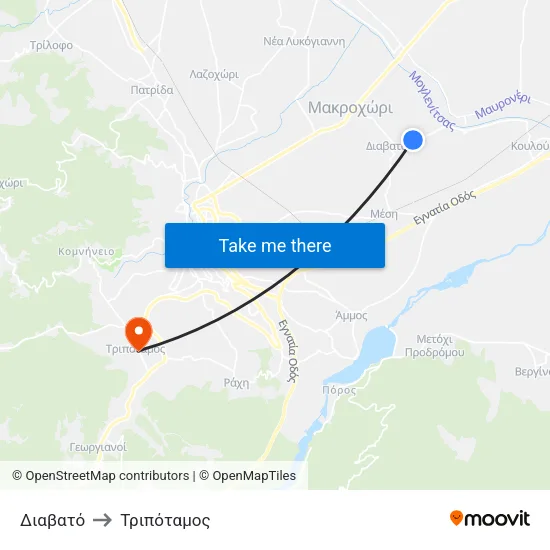 Διαβατό to Τριπόταμος map