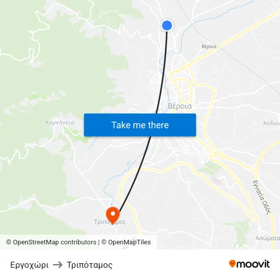 Εργοχώρι to Τριπόταμος map