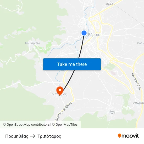 Προμηθέας to Τριπόταμος map