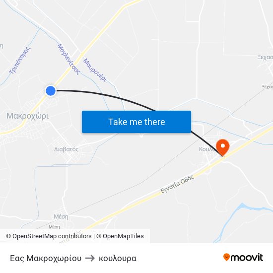 Εας Μακροχωρίου to κουλουρα map