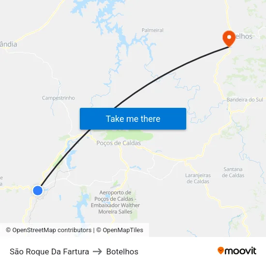 São Roque Da Fartura to Botelhos map