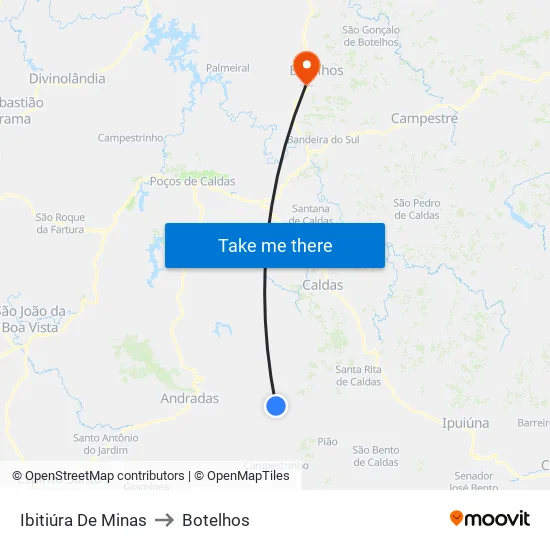 Ibitiúra De Minas to Botelhos map