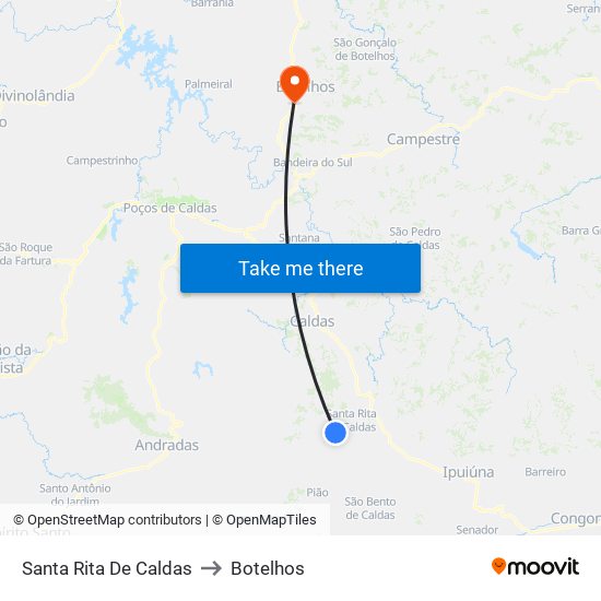 Santa Rita De Caldas to Botelhos map