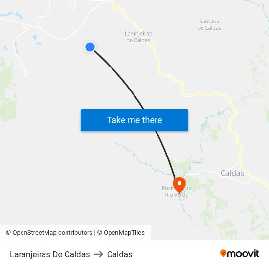 Laranjeiras De Caldas to Caldas map