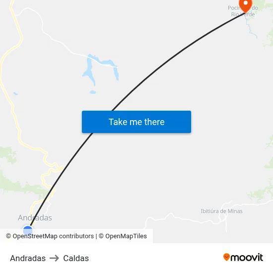 Andradas to Caldas map