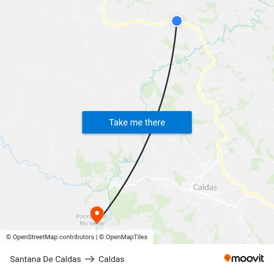 Santana De Caldas to Caldas map