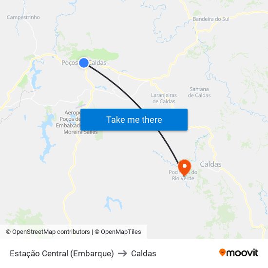 Estação Central (Embarque) to Caldas map