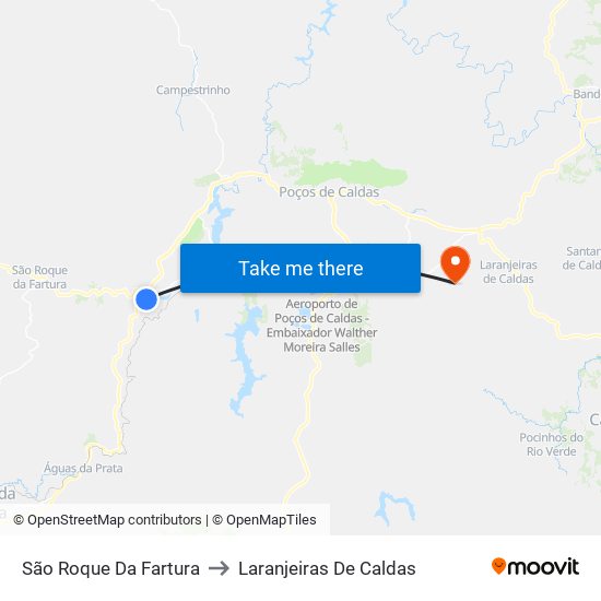 São Roque Da Fartura to Laranjeiras De Caldas map