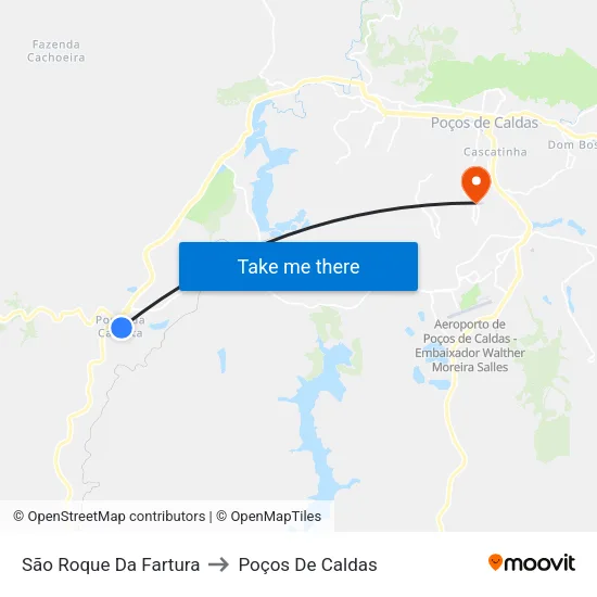 São Roque Da Fartura to Poços De Caldas map