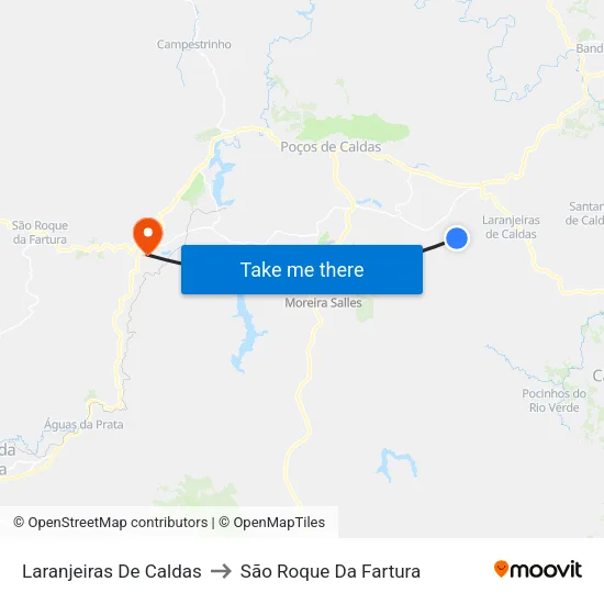 Laranjeiras De Caldas to São Roque Da Fartura map