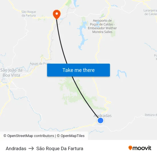 Andradas to São Roque Da Fartura map