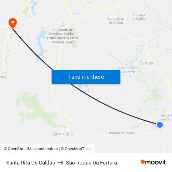 Santa Rita De Caldas to São Roque Da Fartura map