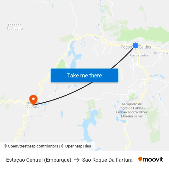 Estação Central (Embarque) to São Roque Da Fartura map