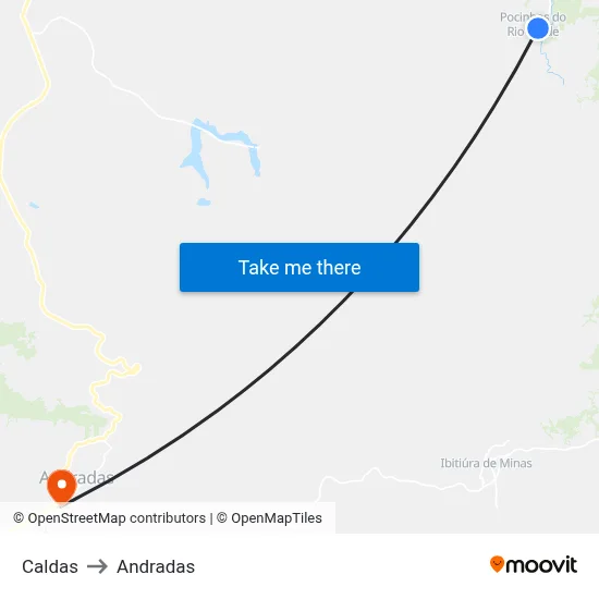 Caldas to Andradas map