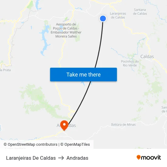 Laranjeiras De Caldas to Andradas map