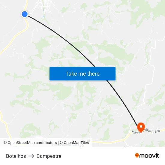 Botelhos to Campestre map