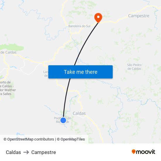 Caldas to Campestre map